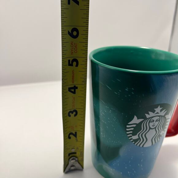 Starbucks 2024 Christmas Holiday Green Blue Marbled Swirl Coffee Cup Mug 13 Oz - Picture 5 of 7